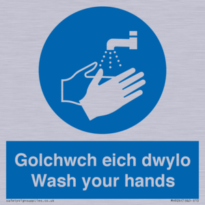 golchwch eich dwylo / wash your hands - safety sign